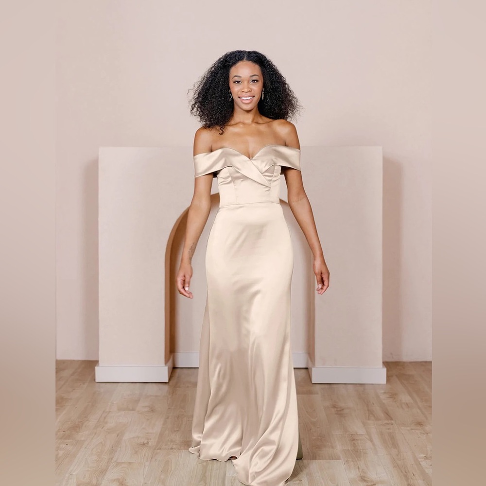 Revelry Bardot Satin Dress